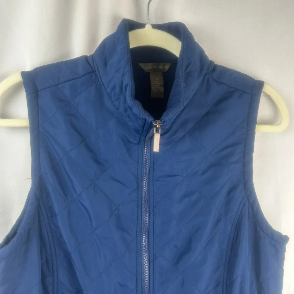 Bit & Bridle Quilted Vest Women Small Navy Blue Full Zipper Pockets Horse Riding